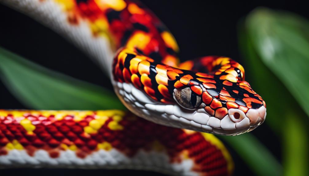 colorful heliconia corn snake